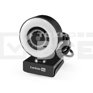 Веб-камера с подсветкой ExeGate eStudio EW-721 2K AF (5Мп, 2560х1440, 1440P, 30fps, автоматический фокус, подсветка, 4-линзовый объектив, стерео микрофон с шумоподавлением, универсальное крепление, отверстие под штатив, USB, кабель 1,5 м, Windows 7/8/10/1