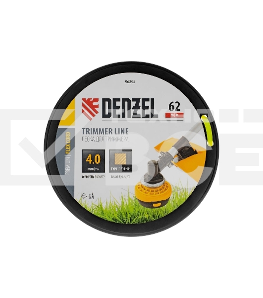 Леска для триммера Denzel квадрат, 4,0мм х 62м, на DIN катушке FLEX CORD