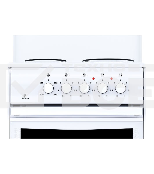 Плита электрическая FLAMA AE 1409 W белый, конфорок 4 электрических, духовка 50 л, 50 см x 85 см x 60 см