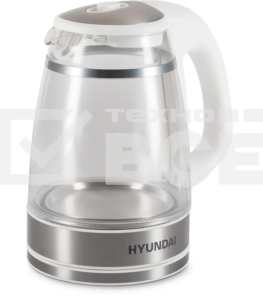 Чайник электрический Hyundai HYK-G3506 1.7л. 2200Вт белый/серебристый корпус: стекло