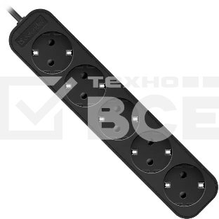 Удлинитель Defender M530 черный, 3 м, EURO, 5 розеток, 2200 Вт