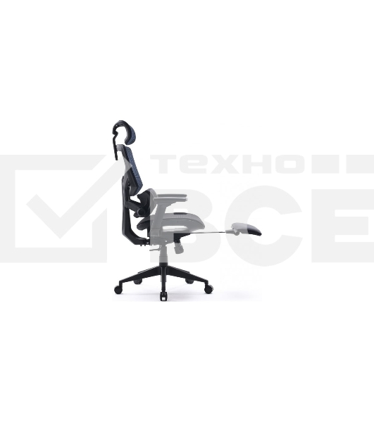 Кресло офисное Cactus CS-CHR-MC01-BLBK синий, сиденье черный, сетка/ткань, с подголов. крестов. пластик, подст. для ног