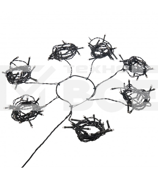 Гирлянда светод. Funray Дождик, SE-RAIN-200M, 10н по 2м, 200LED, мульти(4цв.), контр, зел.шн 1,5м,