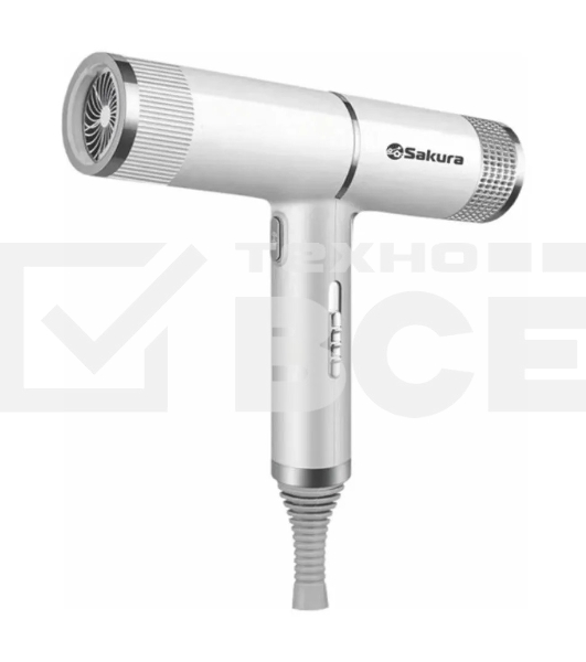 Фен SAKURA SA-4051W белый/серый, 1600 Вт, компактный