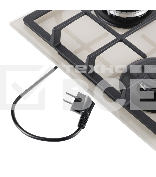 Газовая варочная панель Maunfeld EGHG.43.33CBG/G газ, ширина 45 см, 3 конфорки, WOK, чугунные решетки, газ-контроль, электроподжиг, бежевый