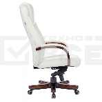 Кресло руководителя Бюрократ T-9923WALNUT/IVORY слоновая кость кожа крестовина дерево, фото3