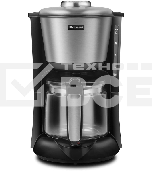 Кофеварка капельная Rondell 1100-RE-01 серебристый/черный, исп. кофе - молотый, 1.25 л, 1000 Вт