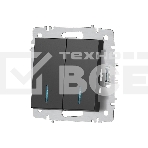 Выключатель Intro Accent 6-105-05 двойн. с подсветкой 10А-250В IP20 СУ AL/CU антрацит Б0063516, фото4