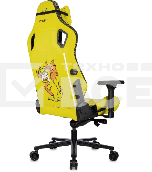 Кресло Knight Craft Dragon желтый, экокожа, 120 кг, механизм качания
