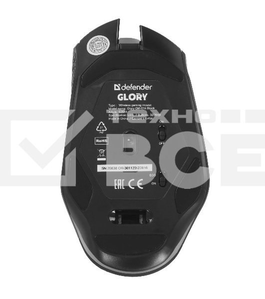 Мышь беспроводная Defender Glory GM-514 черный, 3200 dpi, радиоканал, USB, кнопки - 7