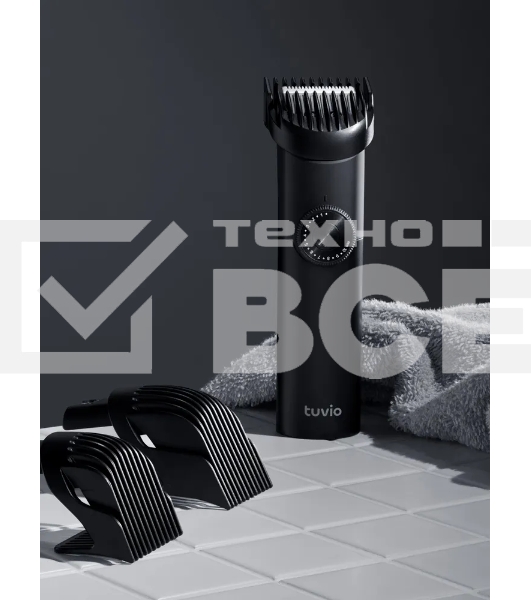 Машинка для стрижки волос, триммер с 3 насадками Tuvio HC-DA3BL, черный