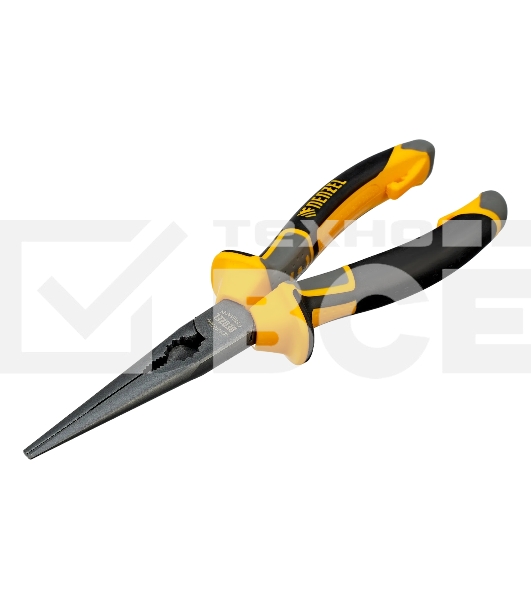 Длинногубцы прямые Denzel 205 мм, трехкомпонентные рукоятки