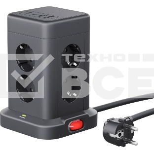 Сетевой фильтр Defender ILS 451 черный (2 м, 8 розеток, 2USB-A, 2USB-C)