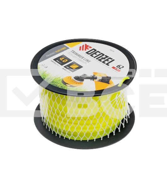 Леска для триммера Denzel квадрат, 4,0мм х 62м, на DIN катушке FLEX CORD