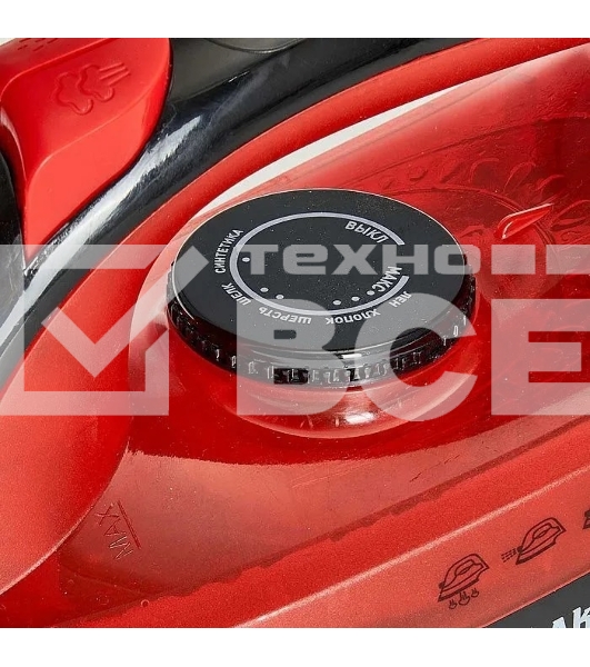 Утюг Аксинья КС-3004 черный с красным, 2200 Вт, 25 г/мин, 120 г/мин, 160 мл