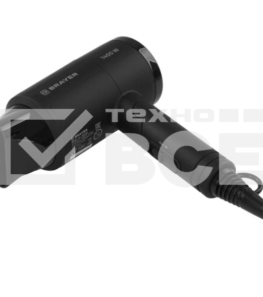 Фен BRAYER BR3040 черный, 1400 Вт, компактный