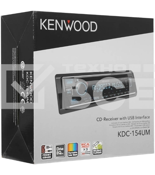 Автомагнитола Kenwood KDC-154UM, 1 DIN, CD, USB Type-A, AUX, съёмная панель