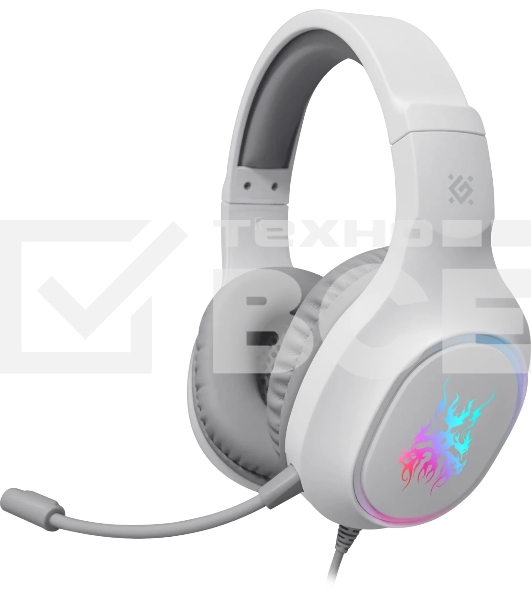 Гарнитура Defender Fury белый, проводная, подсветка