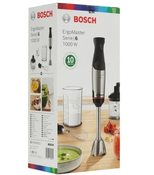 Блендер погружной Bosch MSM6M622 черный, 1000 Вт, плавная регулировка, турбо