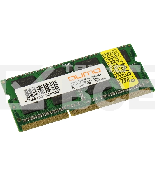Оперативная память QUMO, DDR3, 2GB (1x2GB), 1600MHz, CL11, SO-DIMM