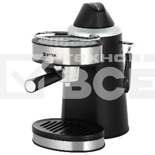 Кофеварка рожковая Vitek VT-1510 BK черный, исп. кофе - молотый, 0.24 л, 750 Вт, 5 Бар.