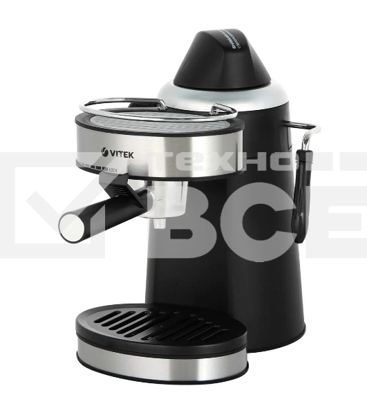 Кофеварка рожковая Vitek VT-1510 BK черный, исп. кофе - молотый, 0.24 л, 750 Вт, 5 Бар.