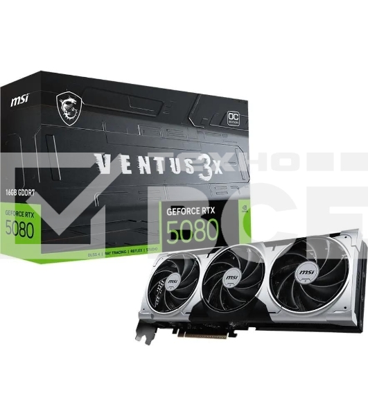 Видеокарта MSI RTX 5080 VENTUS 3X OC PLUS 16Gb GDDR7 256bit 3xDP HDMI 3FAN RTL