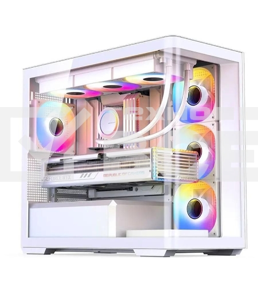 Корпус без блока питания JONSBO D300, Mini-Tower, TG, no fan, 2xUSB-A 3.2 + 1xUSB-C 3.2, mATX, mITX White