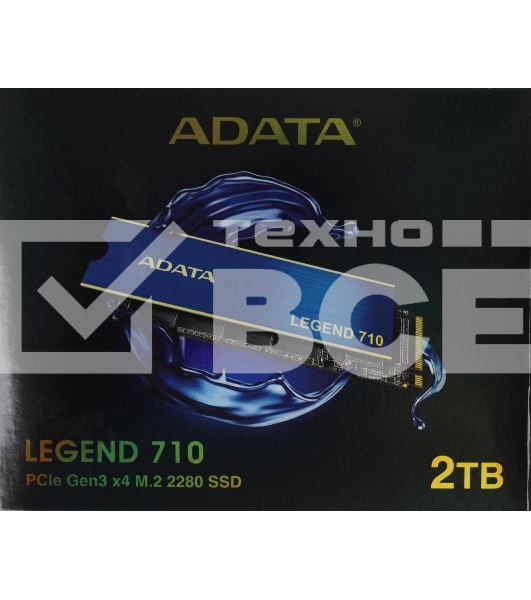 Накопитель SSD ADATA LEGEND 710, 2Tb, PCIe 3.0 x4, M.2 2280, NVMe, R/W 2400/1800, с радиатором