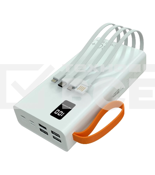 Портативный аккумулятор More choice (4620202550583) PB22-30 с кабелем 2USB 2.1A - 30000mAh белый