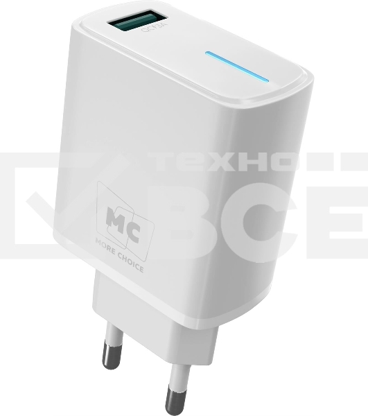 Сетевое зарядное устройство MORE CHOICE (4620202555878) NC63 СЗУ 1USB 3.0A QC3.0 15W, белый