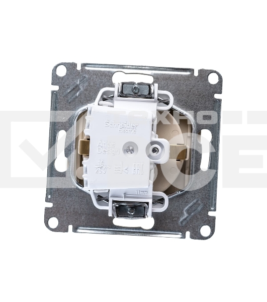 Механизм розетки 1-м СП AtlasDesign 16А IP20 с заземл. защ. шторки с крышкой шампань