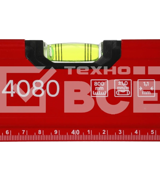 Уровень RGK U4080 пузырьковый 3глаз. магнит. красный