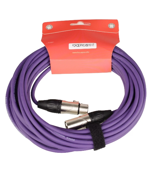 Микрофонный кабель FORCE FMC-05/10 VT XLR (F)- XLR(M), разъемы с никелевым корпусом и посеребренными контактами, 10 м, цвет фиолетовый