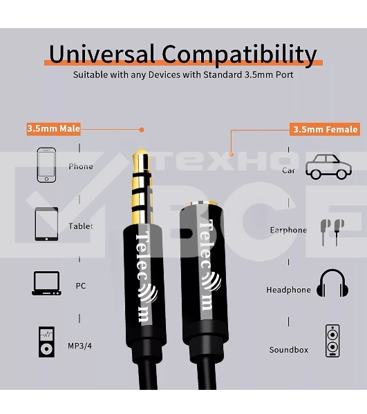 Кабель удлинит 3.5 Jack (M) - 3.5 Jack (F), 1.5м Telecom PRO <TAV7179M-1.5M>