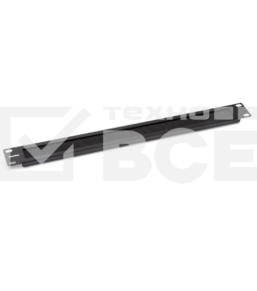 Фальш-панель на 1U Hyperline BPB19-1U-RAL9004 (BPB19-1U-RAL9005) с щеточным вводом, цвет черный (RAL 9004/RAL 9005)