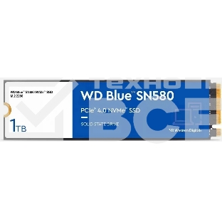 Накопитель SSD WD 1Tb Blue SN580 NVMe, M.2(22x80mm), NVMe, PCIe 3.0 x4, 3D TLC, R/W 3500/3000MB/s, IOPs 460 000/45 600TBW