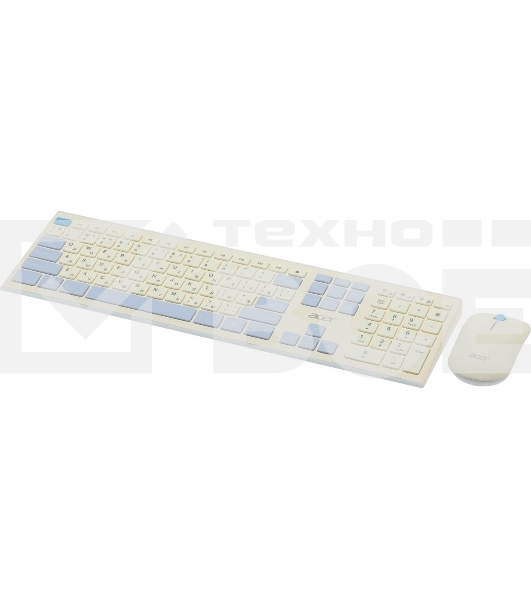 Клавиатура + мышь Acer OCC205 беспроводной USB, 1200 dpi, белый/голубой
