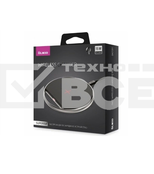 Беспроводное зарядное устройство OLMIO SUPERBs, 15W, Super Fast Charge, черный