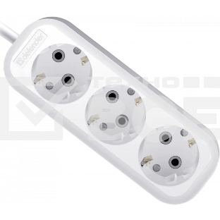 Удлинитель с заземлением Defender R330 16 А, 3 роз х 3 м, белый