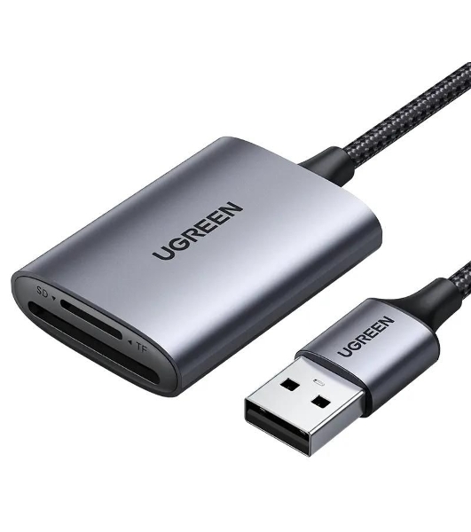 Кард-ридер UGREEN CM401/серый/SD,TF/USB Type-C/пластик
