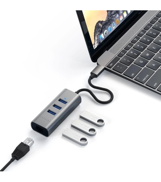 USB-концентратор Satechi ST-TC2N1USB31AM, USB Type-C, USB 3.0/RJ-45, USB Type-C