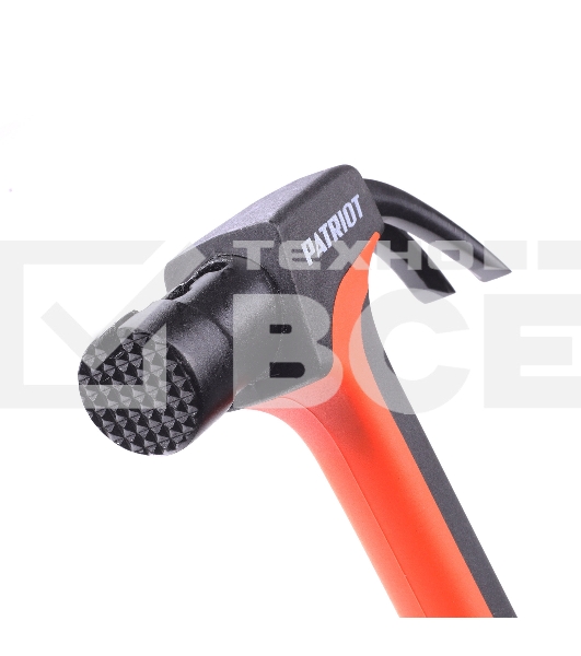 Молоток-гвоздодер PATRIOT NHF 450 L, кругл.боёк 450 гр, 50-58 HRC, fiberglas+TPR  рукоять, малый вес, компактный размер, антивибрацион.система, магнитный гвоздодержатель, покрытием PTFE (Teflon), 650 гр, 400 мм