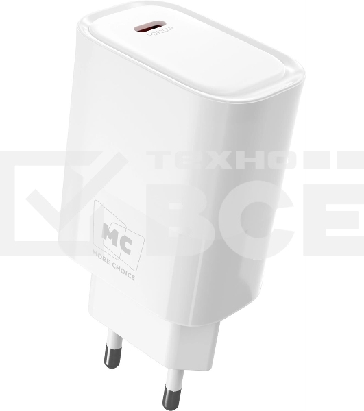Сетевое зарядное устройство MORE CHOICE (4620202553485) NC67i СЗУ 1Type-C 3.0A PD 20W, белый