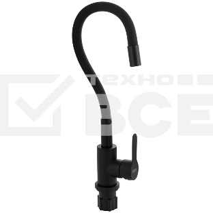 Смеситель кухонный BRIMIX 9318 гибкий излив, черного цвета, из нержавеющей стали марки 304