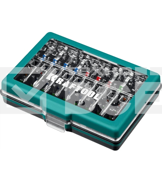 Набор KRAFTOOL: Биты 'C-Drive 71' многофункциональные, CR-MO, адаптеры в ударопрочном компактном боксе, цветная маркировка типов шлицов. 71 предмет