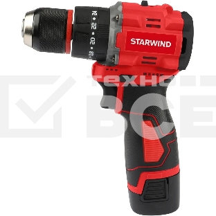 Дрель-шуруповерт аккумуляторная Starwind CDBT16-2.0/2hs1 16Вт аккум. патрон:быстрозажимной