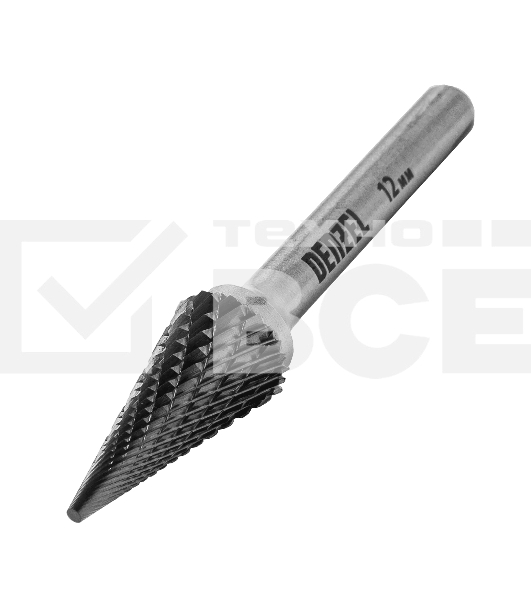 Борфреза по металлу Denzel твердосплавная, коническая, тип-M, 12 мм