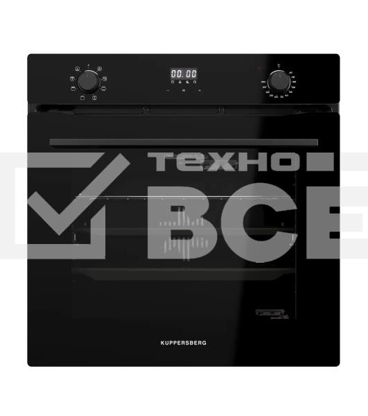 Духовой шкаф Kuppersberg, High-Tech, 72 л, поворотное/сенсорное управление, дисплей, таймер, 7 режимов, макс. температура 300 градусов, телескопические направляющие (на 1 уровень), доводчик двери, цвет черный, цвет фурнитуры черный