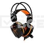 Гарнитура проводная игровая RUSH COBRA, динамики 40мм, велюровые амбушюры, черный/оранжевый (SBHG-1100), фото 1